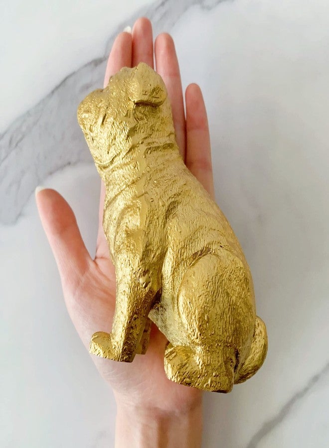 Pewery تمثال كلب بيوري الذهبي، تمثال حيواني لتزيين المنزل، منحوتة كلب للمنزل أو المكتب أو رف الكتب - Image 3
